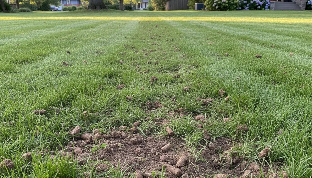 Spokane WA lawn recovering after professional aeration showing greener, denser grass and healthy soil