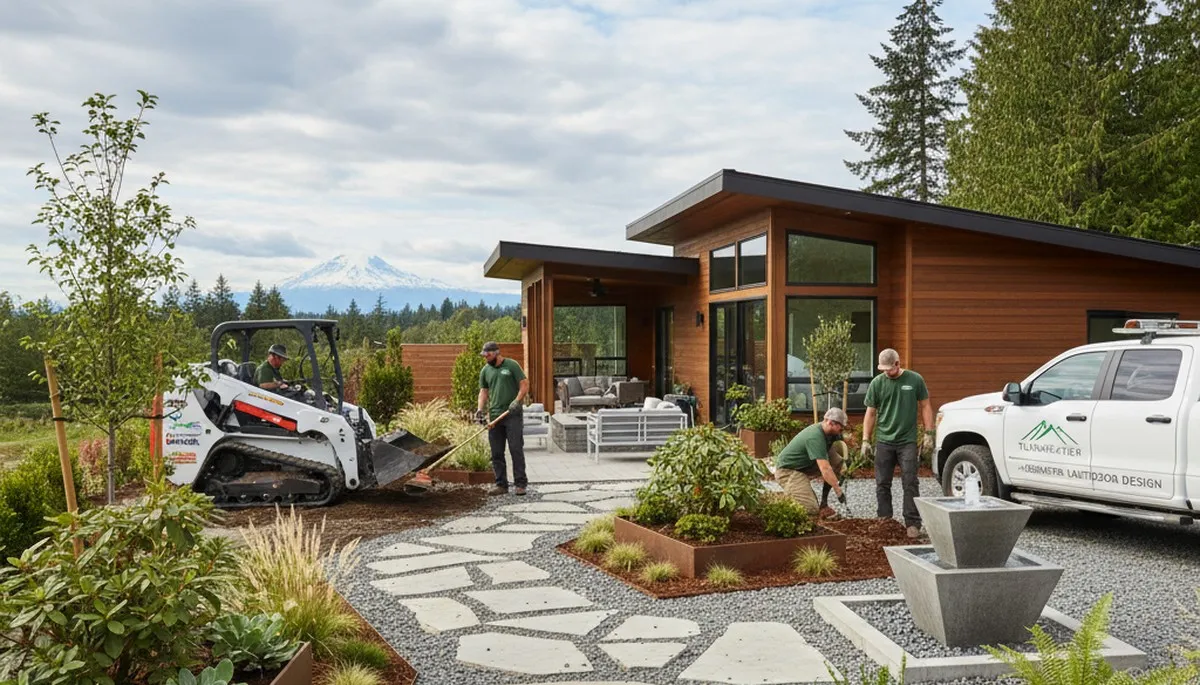 Landscaping crew in Spokane, WA providing professional landscape design and installation services